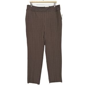 Roz & Ali Secret Agent Trouser Pull On Pants Brown Plaid Tummy Control Sz 14